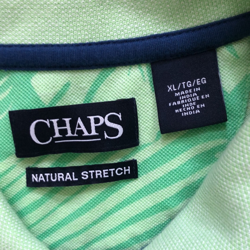 Men's CHAPS tropical polo shirt green palm leaves, XL - Picture 3 of 9